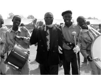 Eddy with Marching Band BW