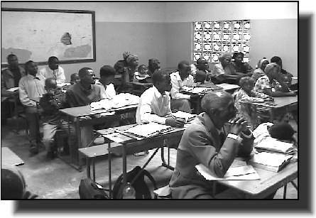 A group of attentive listeners in Zambia