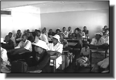 A group of attentive listeners in Zimbabwe